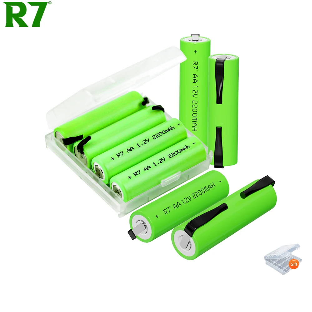 1.2V 2200mAh Ni-MH AA Rechargeable Battery cell Green shell with welding tabs for Philips electric shaver razor braun toothbrush