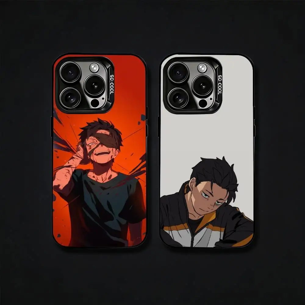 

N-Natsuki R-Re0 S-Subaru Phone Case For iPhone17, 16,15,14,13,12 Pro Max Black Candy Matte Shockproof Cover