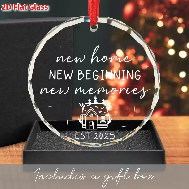 

2D plane, cute glass ornaments - 8x8 cm (8 cm round) Christmas and Valentine's Day Thanksgiving commemorative items, can be hung