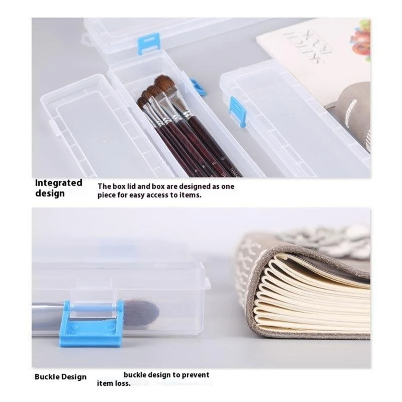 Y1UD Portable Plastic Storage Box For 13Inch Brushes Makeup Stationery