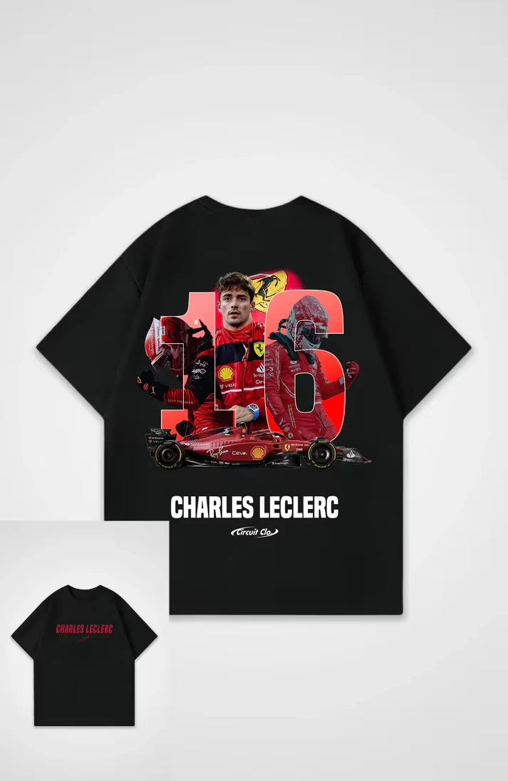 2022 Sommer Neues Charles Leclerc Übergroßes Rennoberteil Y2K-Baumwolloberteil mit flachem Druck T-Shirt Lässiges Herren- und Damen-Top-T-Shirt