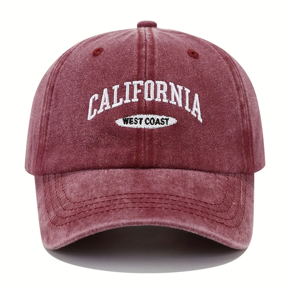 1PC Embroidered Baseball Cap On The West Coast Of California Vintage Style Pointed Hat Lightweight Hat Sun Resistant Sport Hat