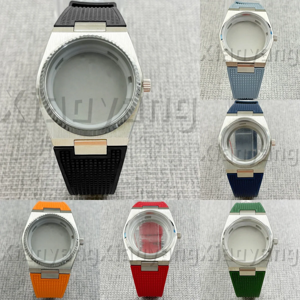 40mm Sapphire Glass Watch Case With Rubber Strap Fits Super Player PRX  NH34 NH35 NH36 ETA2824 Watch Parts Fluted/Polished Bezel