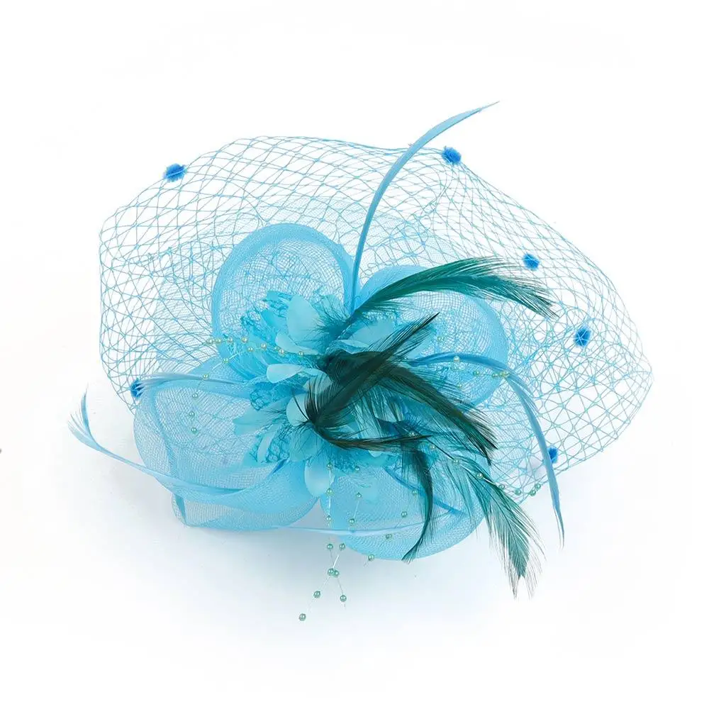 

Vintage Tulle Petal Mesh Flower Headwear Veil Headband with Hair Clip Hair Accessories Horse Racing