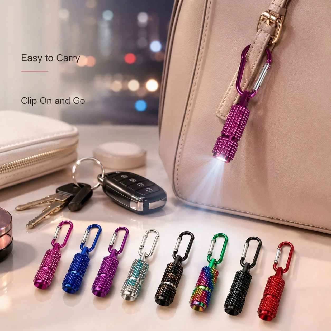 Daily Helper, Diamond-encrusted Mini Flashlight Keychain, A Personalized Gift for Girls