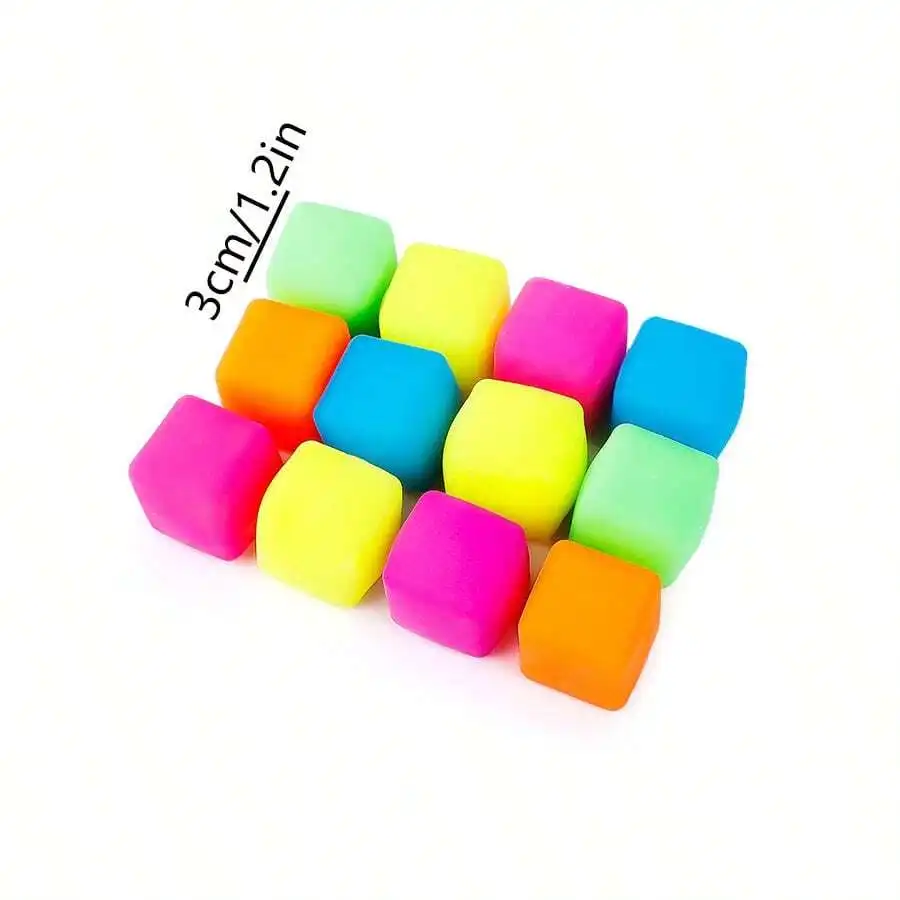 1/6/12/18/24pcs Mini Squeeze Stress Relief Cube: For Anxiety Relief, Stretching, Party Favors, Soft Ball (Random Color)