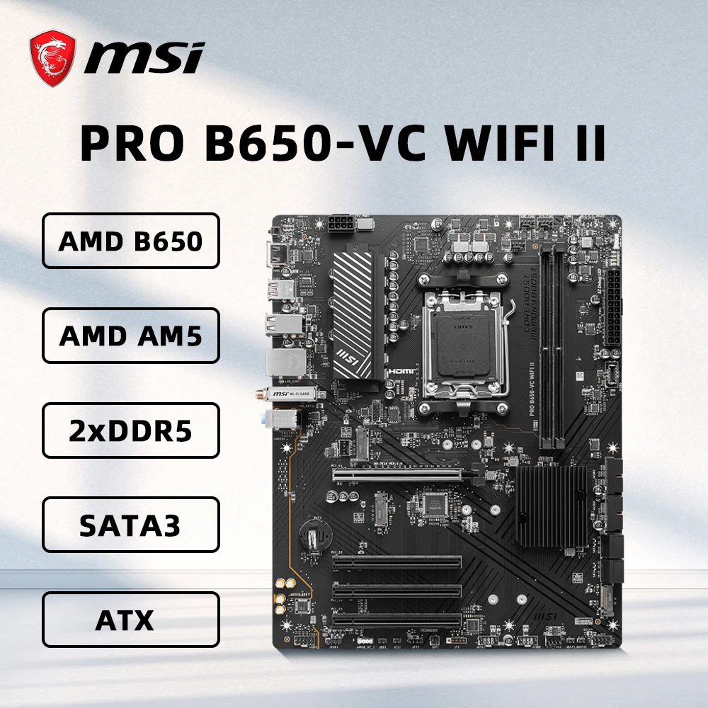 

Материнская плата ASUS PRO B650-VC WIFI II с поддержкой AM5 7600 7800x3D 7900x3D 8500G 7500F 2xDDR5 7800 МГц 128 ГБ HDMI M.2 PCIe 4.0 ATX