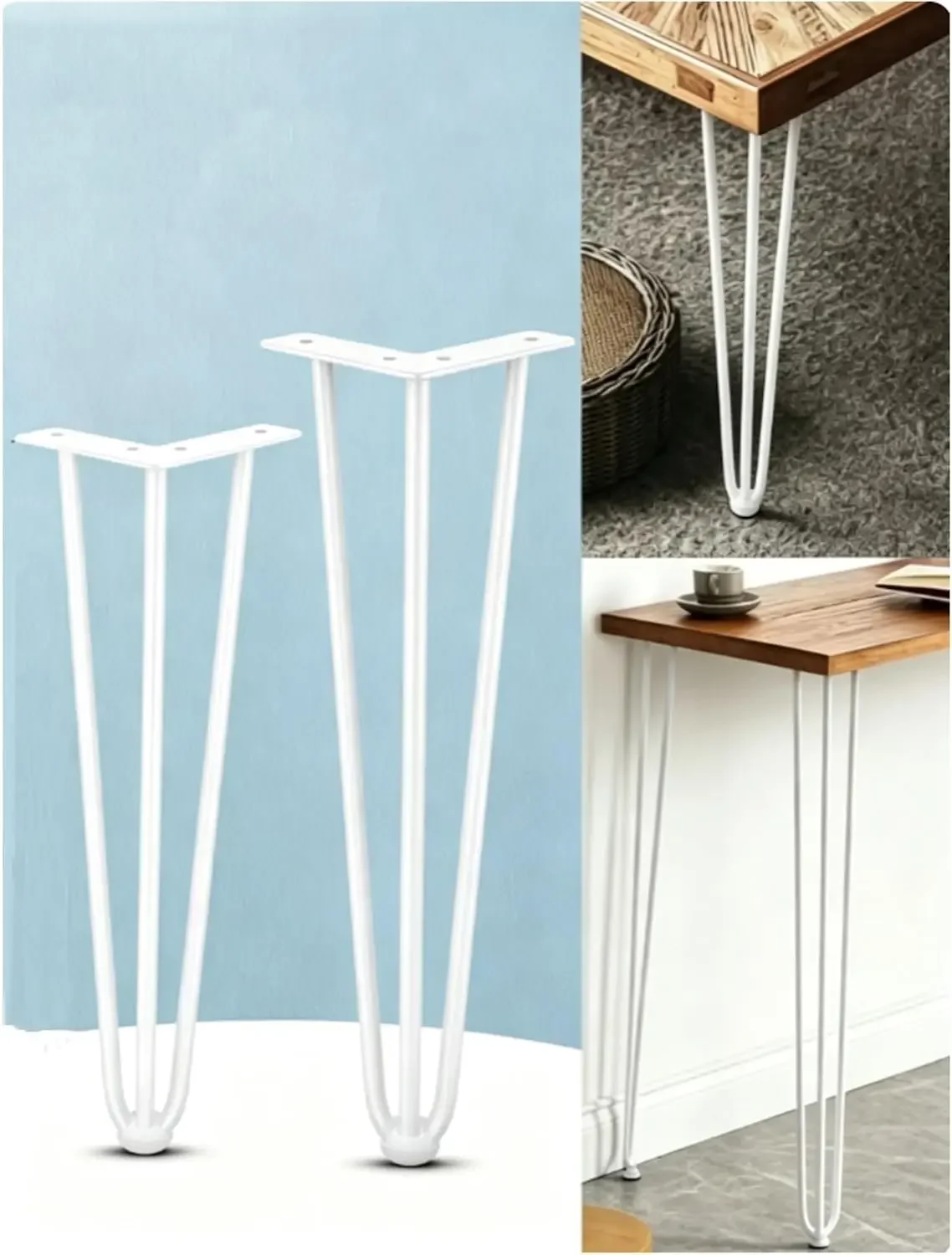 2 PCS Steel Table Legs, Heavy Duty Cold Rolled Desk Legs, DIY Furniture Support Feet for Dining Table, Office Desk(Milk,20cm/7.9