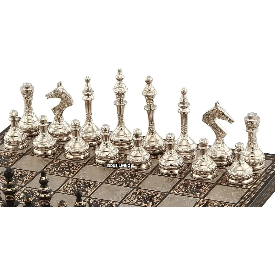 高級装飾プレミアムチェス盤ゲームセット 14 x 14インチ マルチカラー コレクターズアイテム 手作りチェスセット プロ向け 大人向け