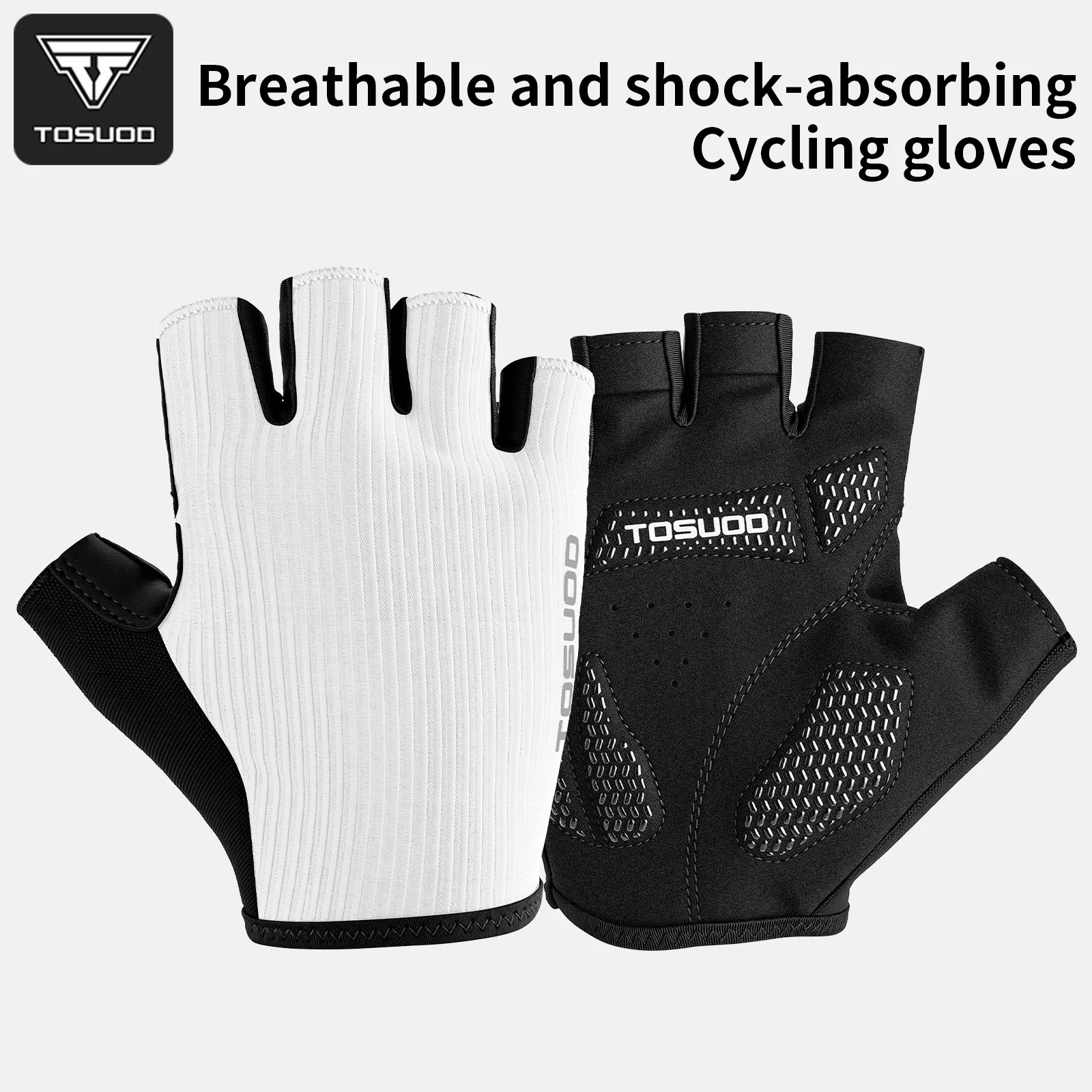 TOSUOD Fahrradhandschuhe Rutschfeste Atmungsaktive SBR Stoßdämpfende Halbfinger-Fahrradhandschuhe mit Schnellverschluss-Ziehlasche Fahrradzubehör