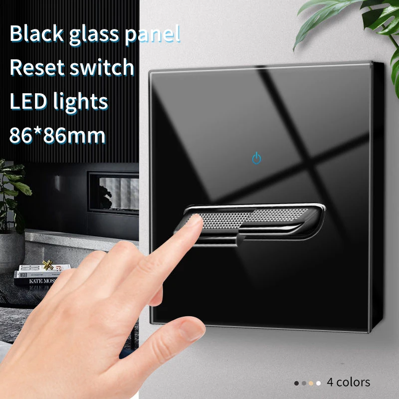 Black Tempered Glass Wall Switch Panel Led European 16a Socket Retro Toggle Light Switch Eu Uk Standard 2usb Socket 1Gang-4gang