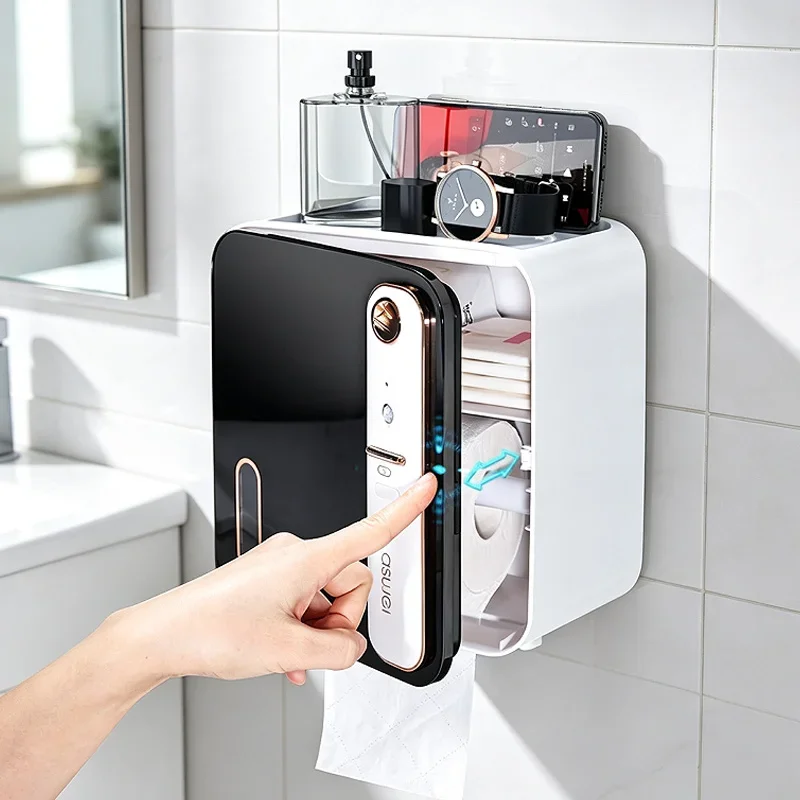Intelligent induction aromatherapy tissue box, essential oil accessories, bathroom storage rack, automatic bathroom accessories