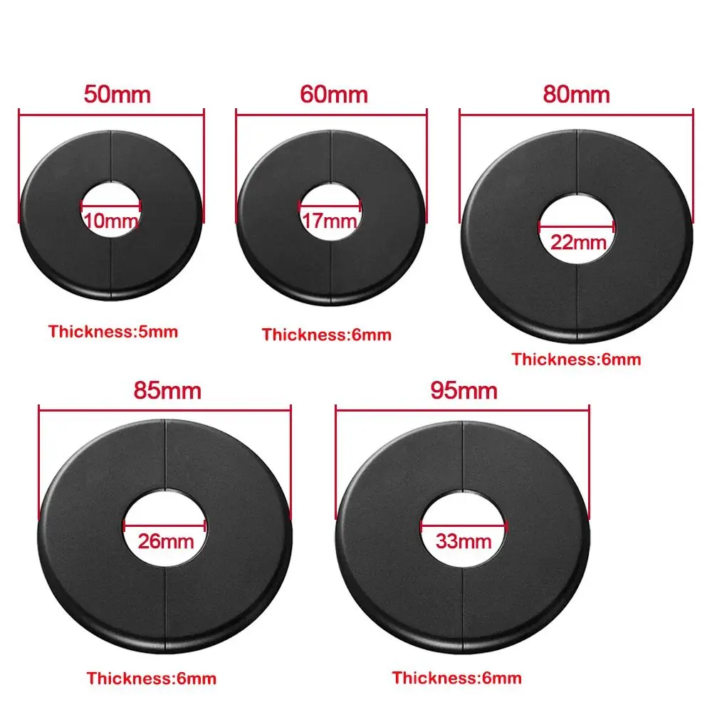 Penutup keran mandi ABS berguna, penutup dinding pipa bulat hitam, dekorasi dapur keran putih