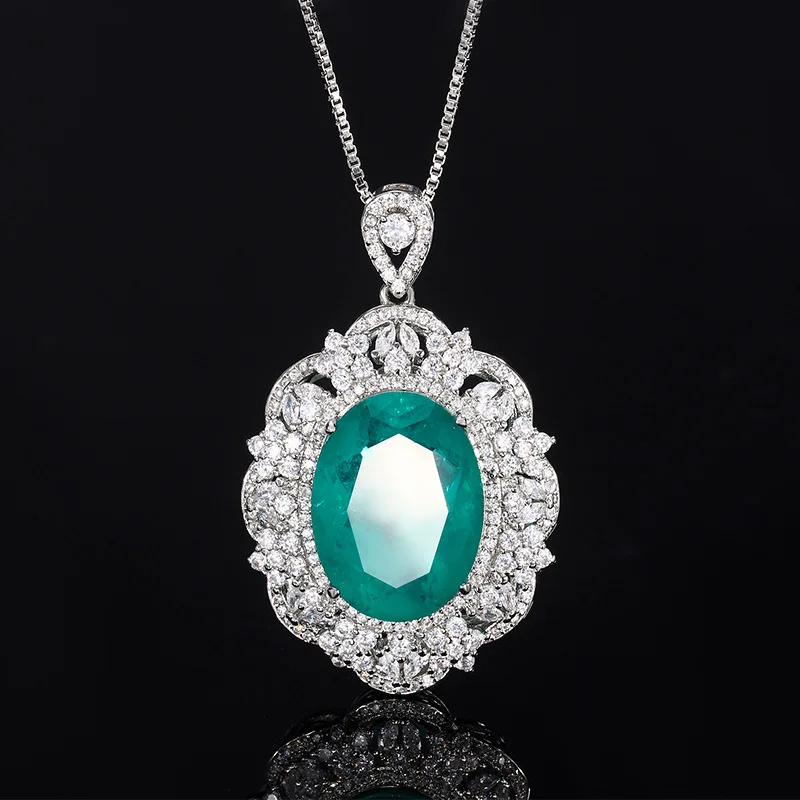 New Gold-Plated Jewelry Red Corundum Blue Spinel Light Luxury Pendant for Women 15*20