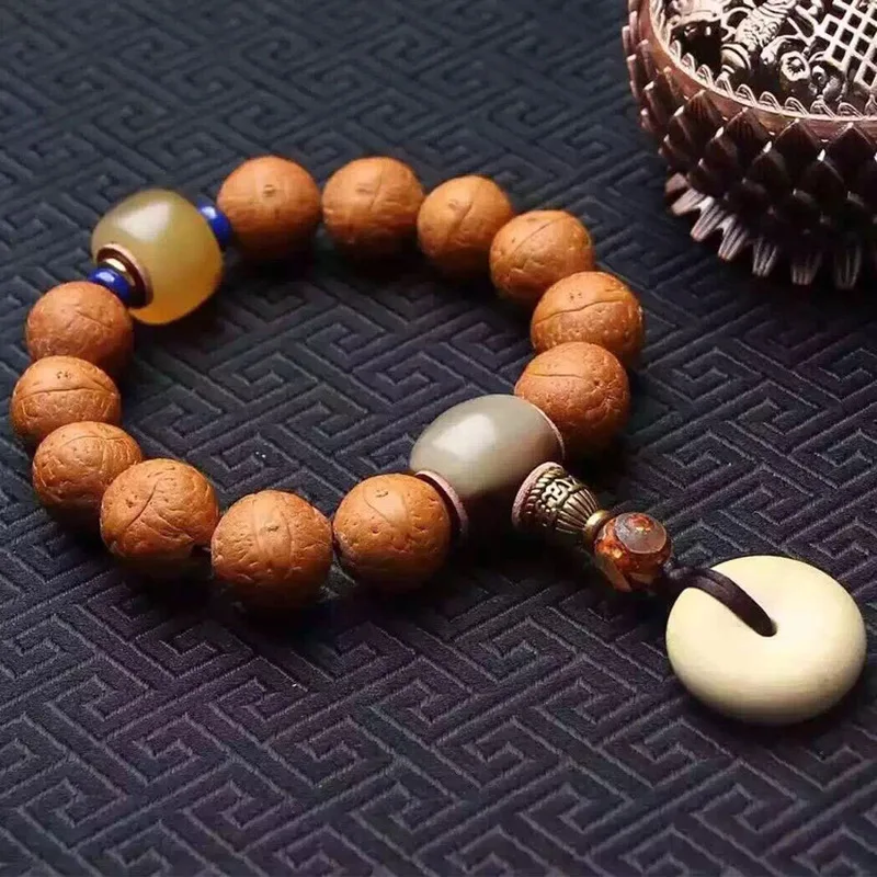 Nepalese Yellow Skin Buddhist Beads Seed Eye Bodhi Single-Strand Bracelet
