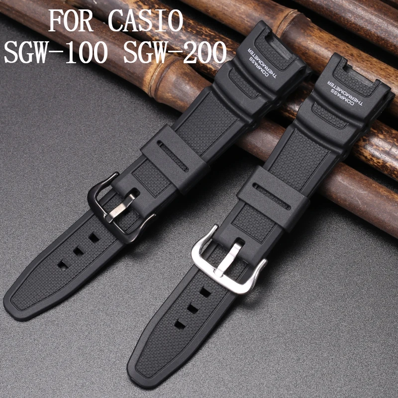 Resin Watchband Suitable for Casio SGW 100 SGW-100 Men Rubber Strap Waterproof Sport Replacement Bracelet Watch Accessories