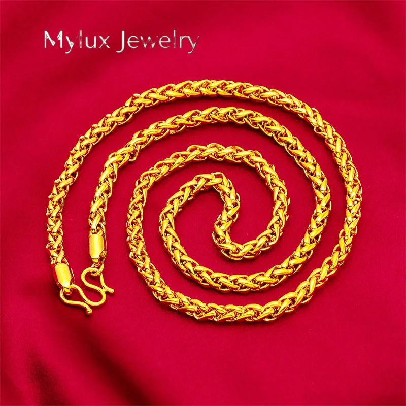 

Мужское золотое ожерелье Mylux Jewelry в стиле веревки, 24K золото AU999 | Филигранный узор в виде веревочного плетения с нефритовыми бусинами, изысканная элегантность.