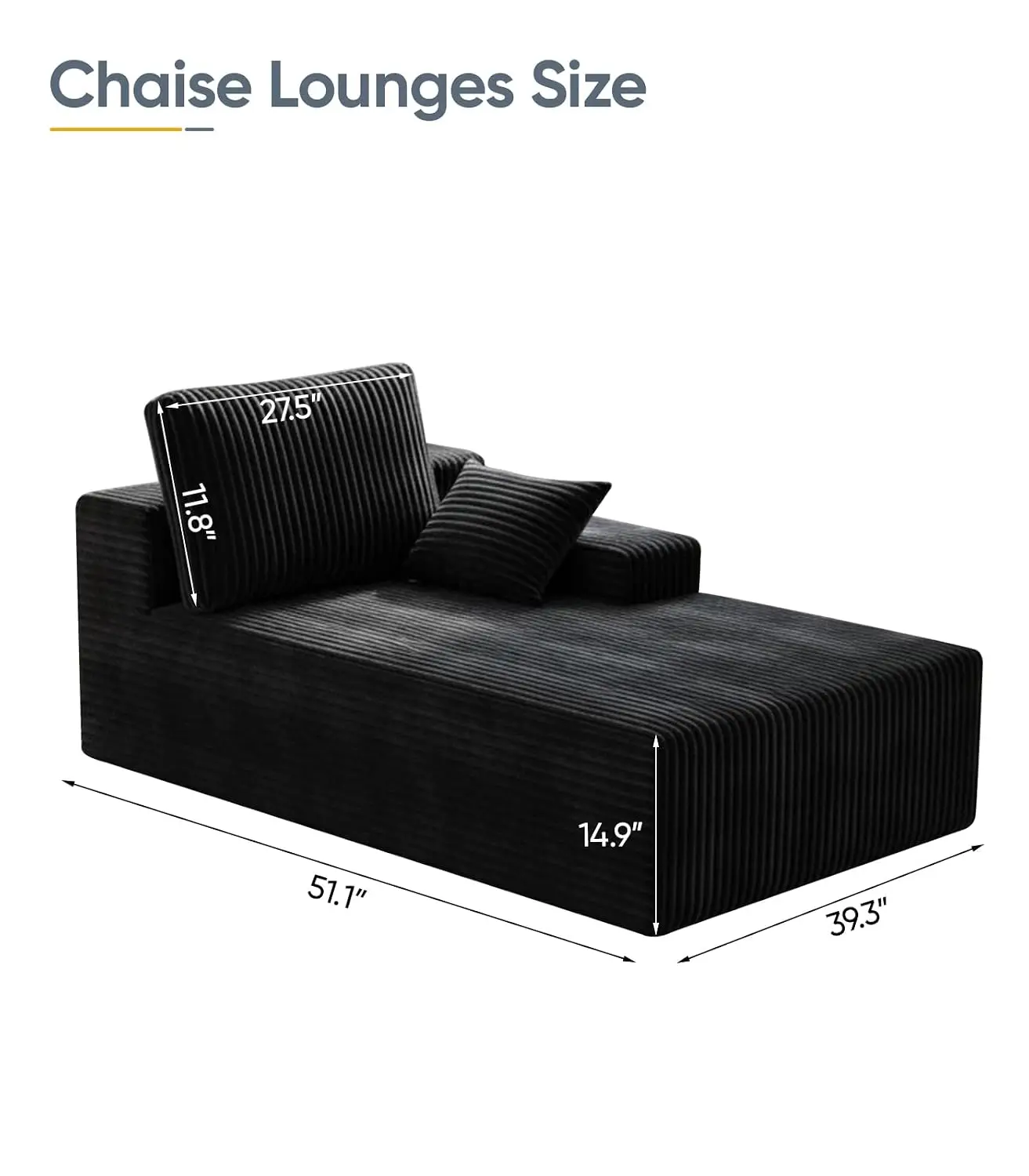 Oversized Chaise Lounge Indoor Deep Seat Sleeper Sofa with Pillows No Assembly, Customized