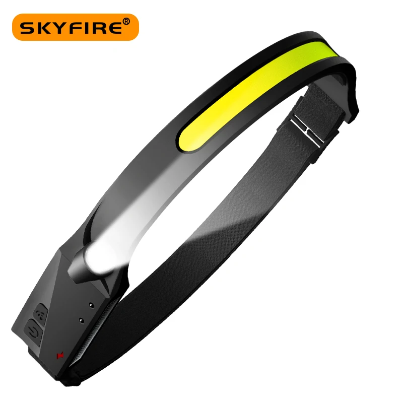 SKYFIRE COB LED 350LM Motion Sensor Headlamp Flashlight Type C USB Rechargeable Running Headlight Camping 5 Light Modes SF-374