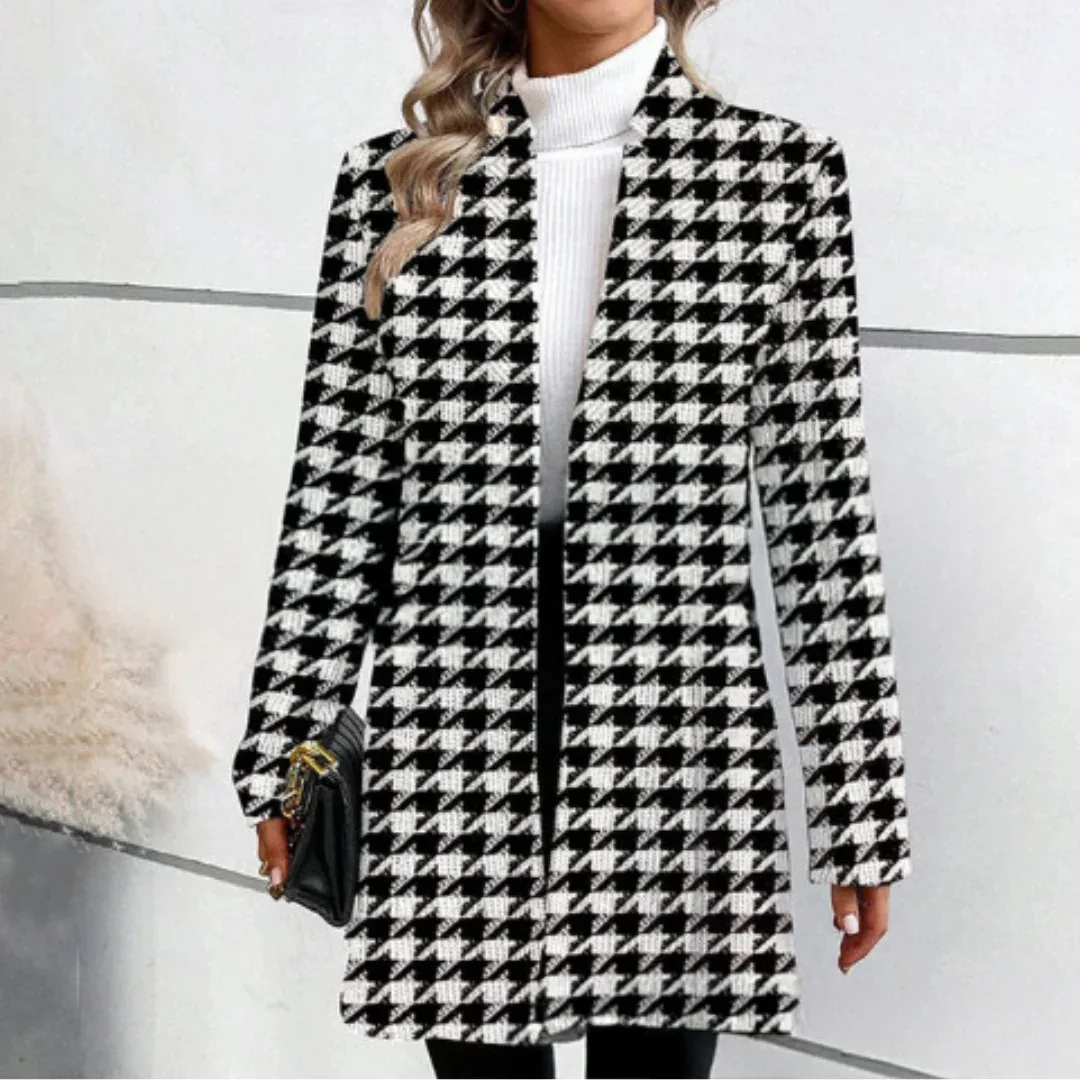 Women's Printed Stand-up Collar Medium and Long-sleeved Trench Coat 2025 New Cross-border Foreign Trade Europe America