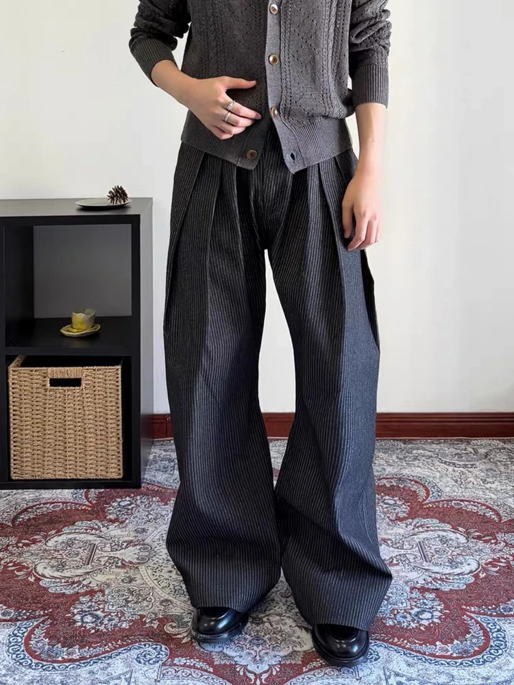 

Original Denim Three Fold Stripe Men's Casual a Line Wide Leg Pants Loose Comfortable Commuter Western Style Jeans