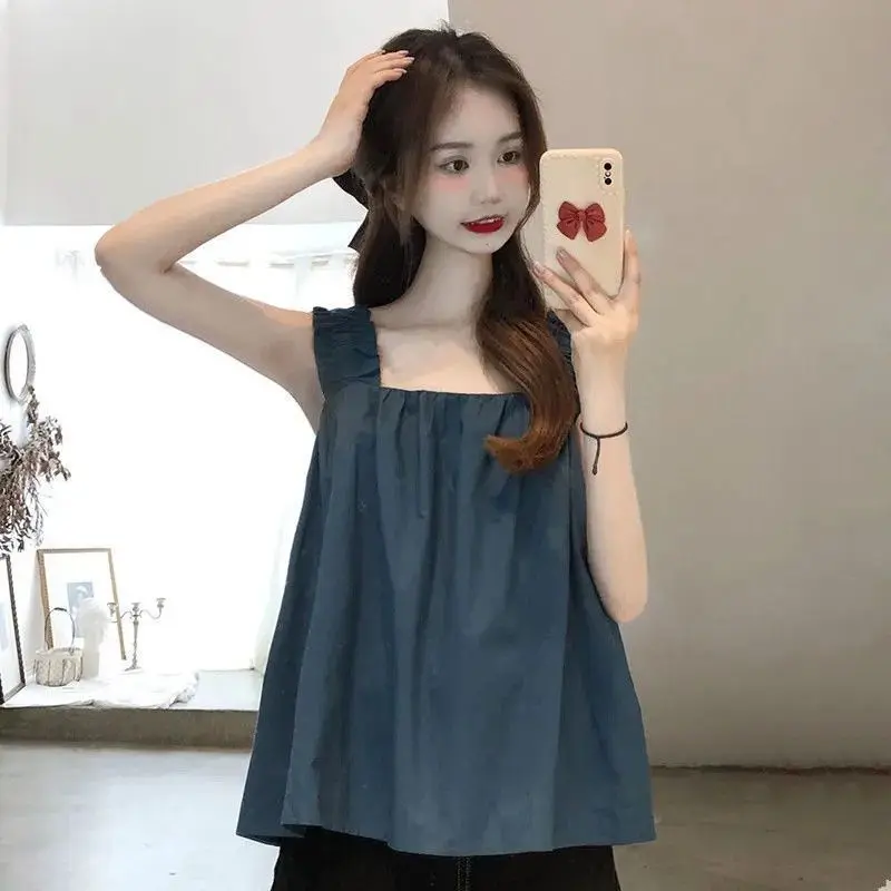 

Pregnant Women's Small Strap Vest Pregnant Women's Simple Loose Sleeveless Top Sling Maternity Solid Color Suspender Top LH032