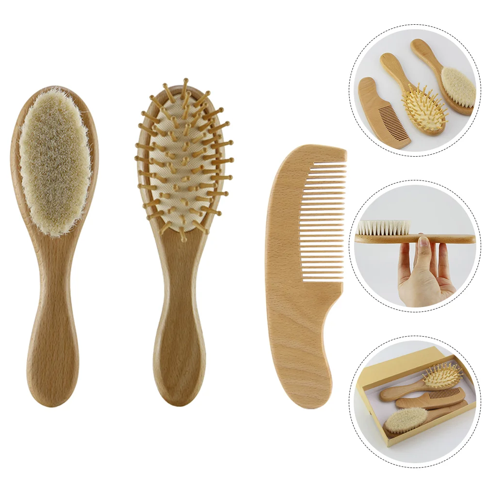 Peigne de Énergie en Bois, Brosse à Cheveux pour Bébé, Fournitures de Douche, Ensemble de Soins pour Nouveau-Né, Outil de Bain