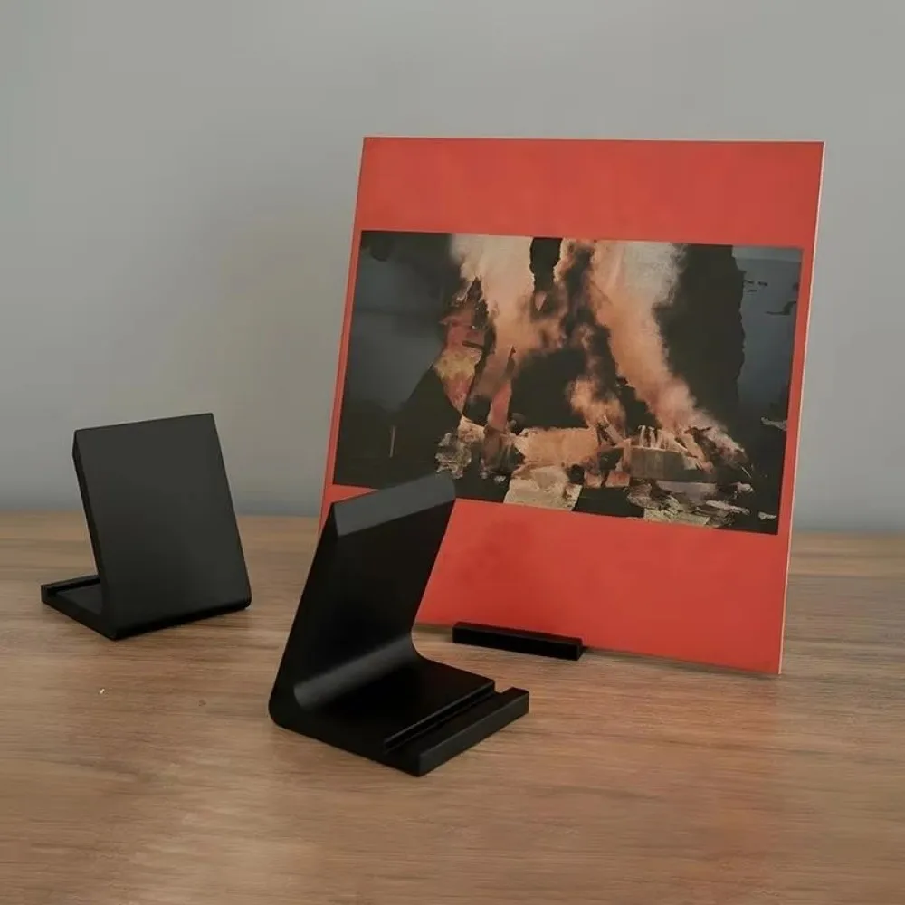 3D Printed Record Player Holder Slanted Support Front Stops Vinyl Record Stand Minimalist Plastic Vinyl Record Display Rack