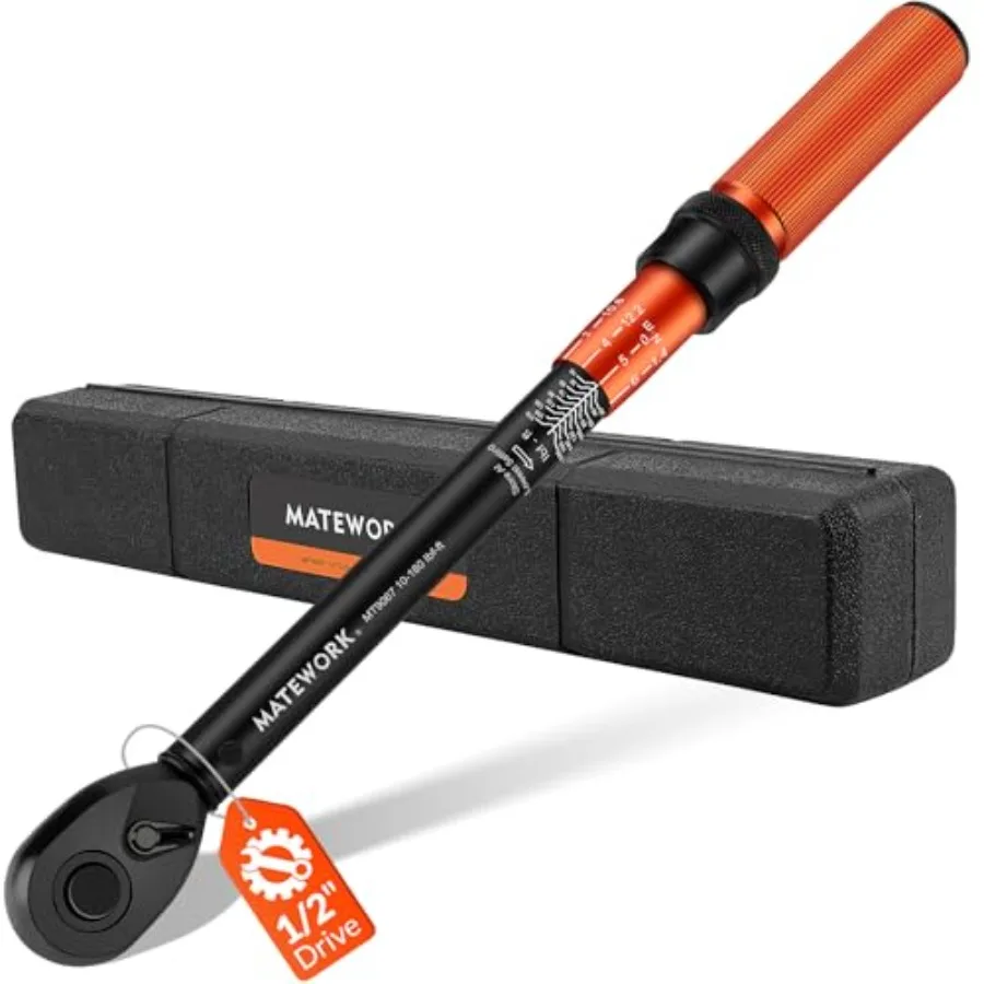 

1/2 Inch Drive Click Torque Wrench 10-180 ft.lb/13.6-244.1 Nm 3 High Precision Lug Nut Torque Wrench with 72 Tooth Dual-Directi