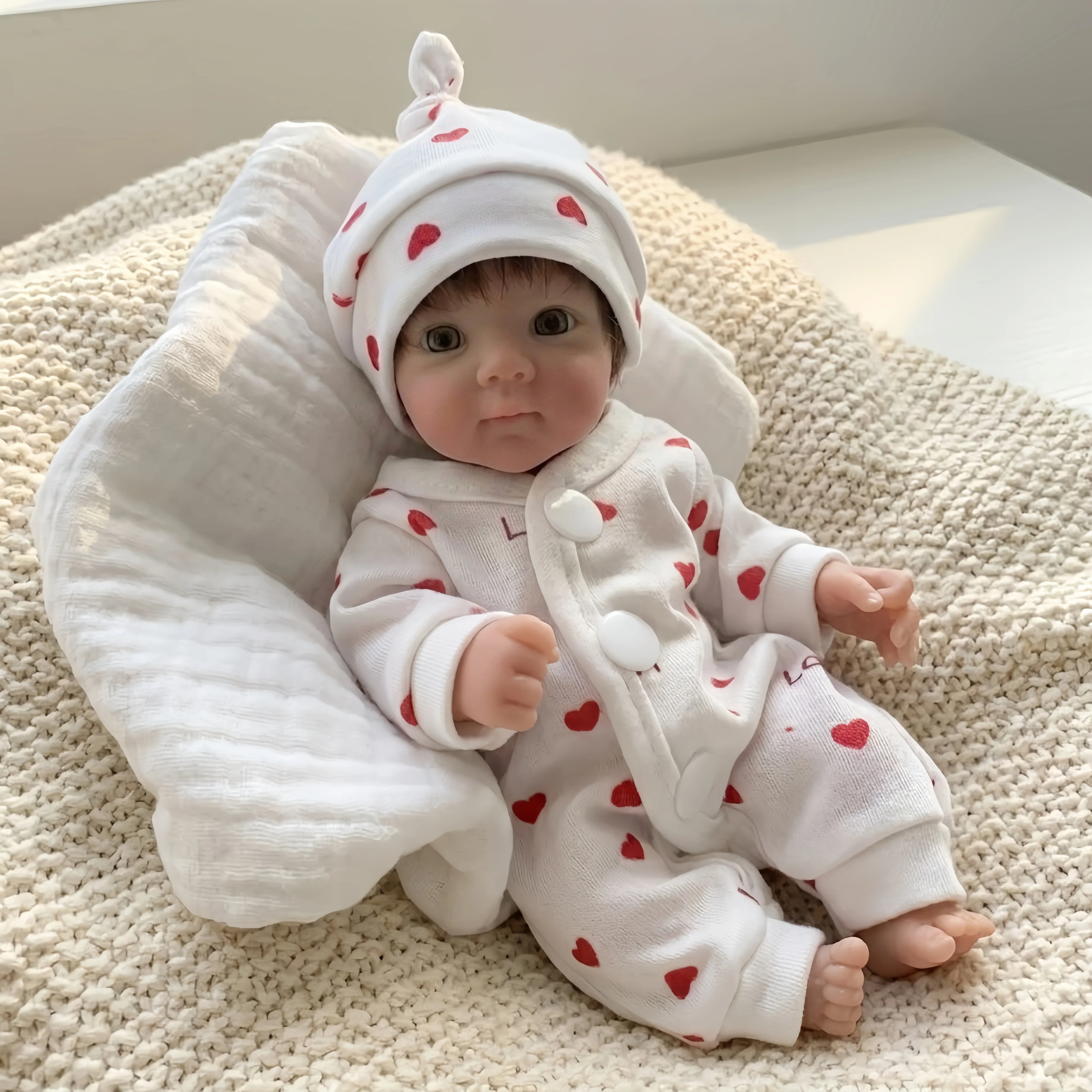 

8 Inch/20 cm Washable Reborn Girl Doll, Full Silicone Body with Rooted Hair, Ultra Lifelike Design, Bebe Reborn De Silicona