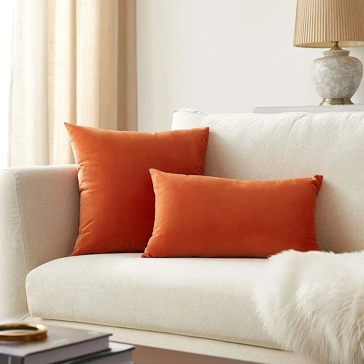 Orange Velvet Cushion Cover Soft Pillowcases 45x45 Nordic Home Decor Pillow Cover for Sofa Throw Pillows Decorative 40x40 30x50