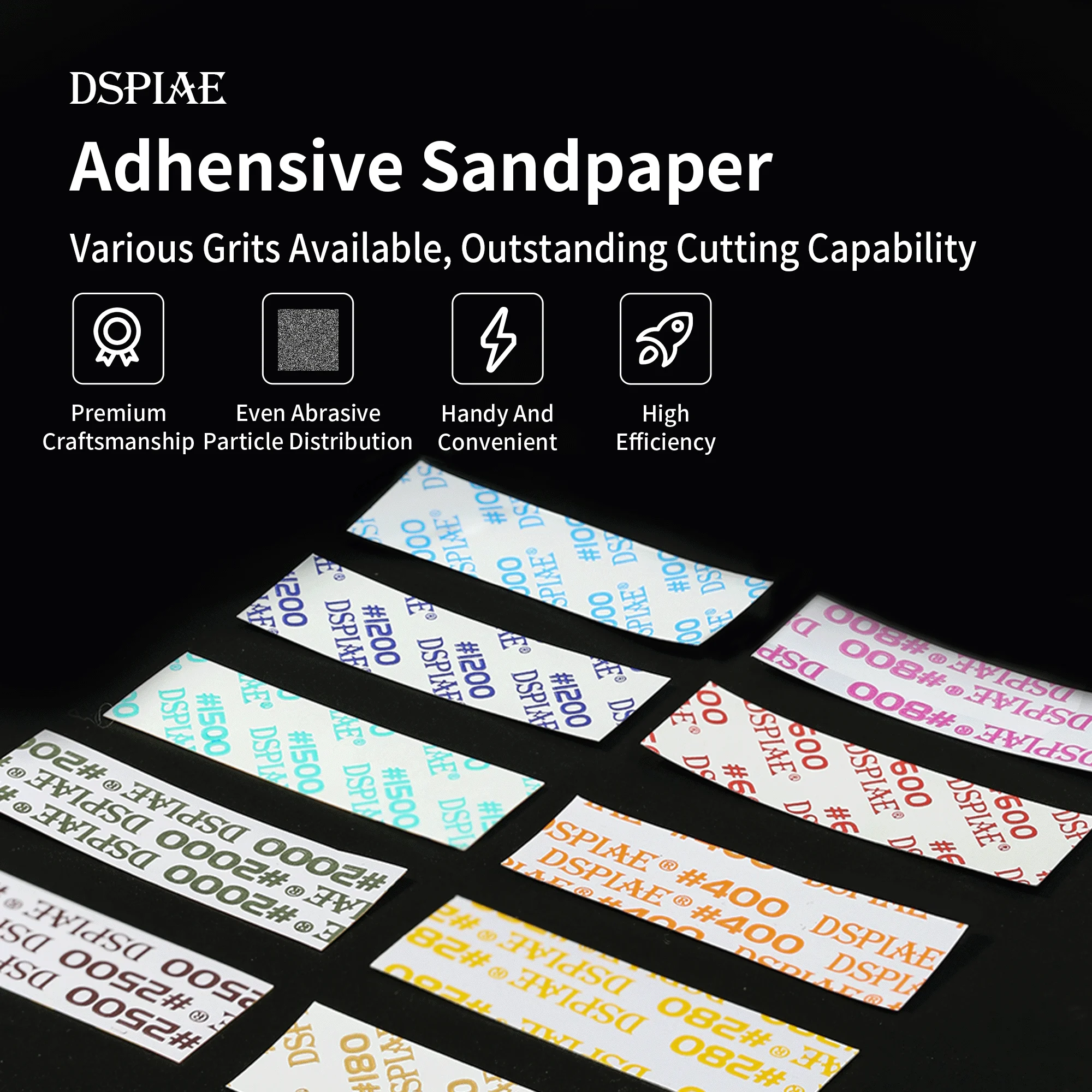 DSPIAE 180#~2500# DIE-CUTTING ADHESIVE SANDPAPR 10 Boxes/Set For Gundam Model Making Tool Retrofit Hobby DIY Sandpaper Sanding