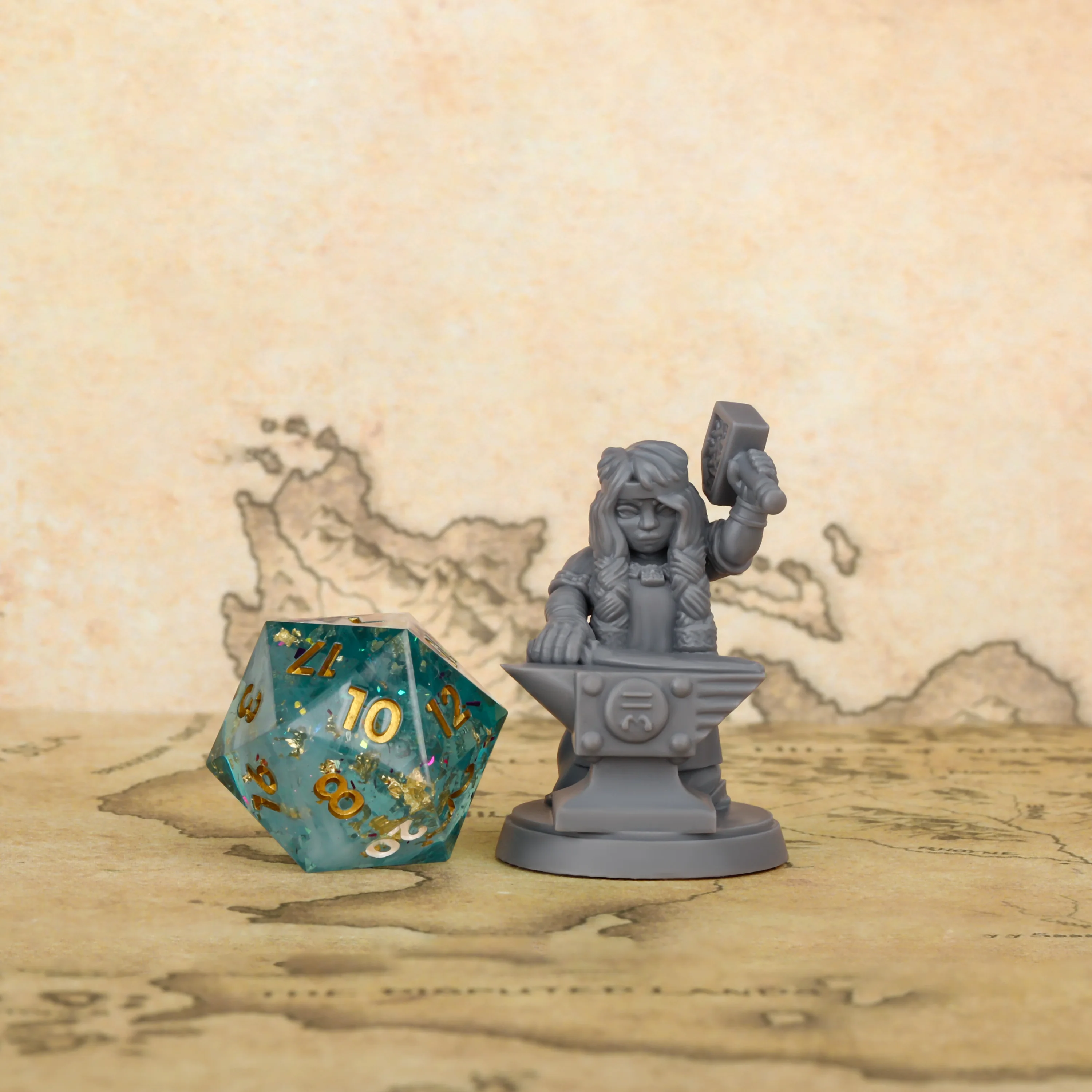 25mm TTRPG Dwarf Female Smith Miniature - RPG Forger Model with Hammer, Perfect Collectible & Gift