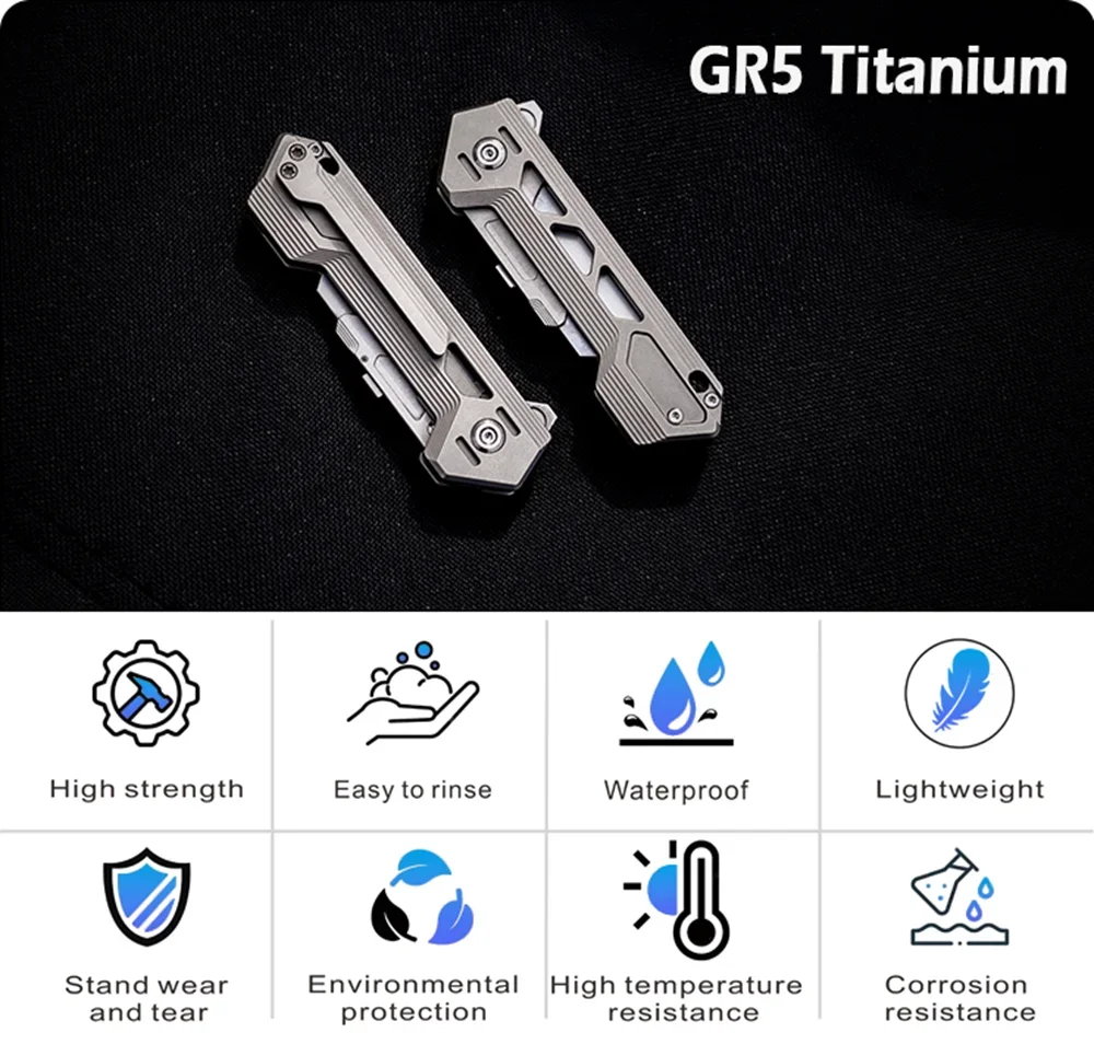 Titanium Alloy Pocket Cutter Knife Unpacking Camping Pocket Outdoor Tools Utlity Knife EDC