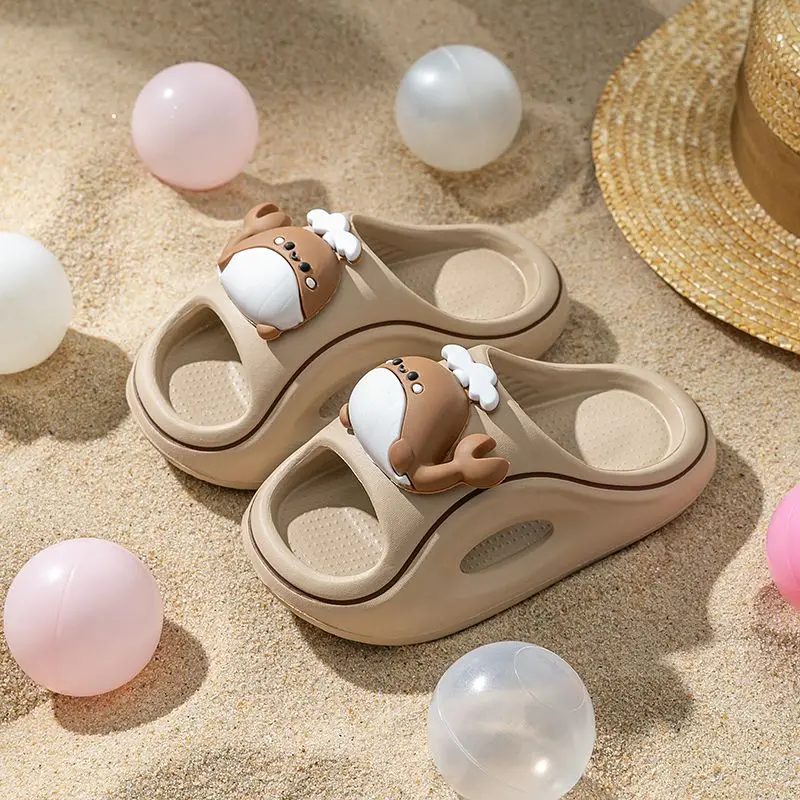 Kids EVA Flip Flops with Cute Dolphin Design All-Season for Bath Outdoor Travel Home Use