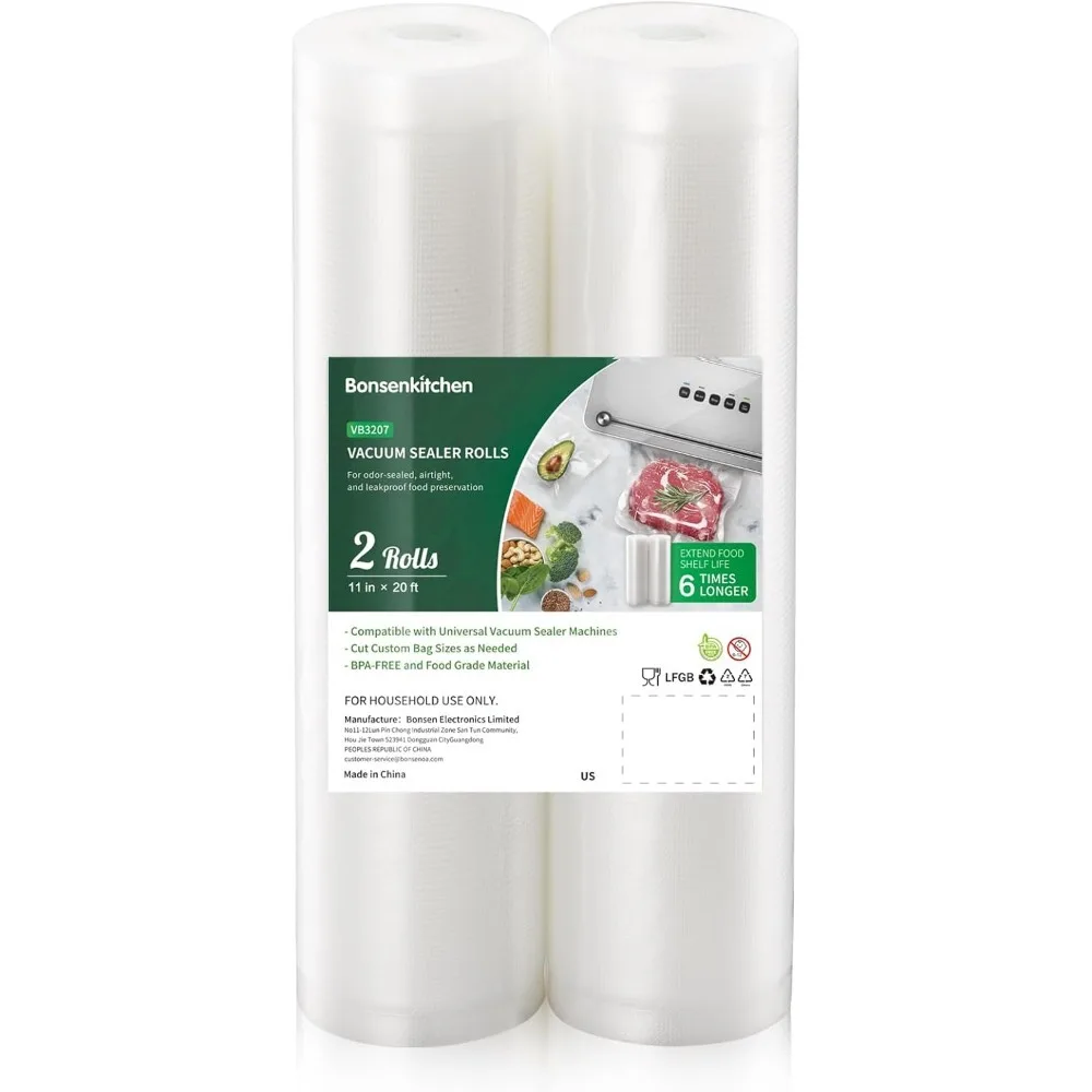 

Вакуумные пакеты для упаковки пищевых продуктов в рулонах, 2 упаковки 8 x 20 футов, не содержащие BPA, прочные коммерческие пакеты индивидуального размера для хранения и Sous Vide
