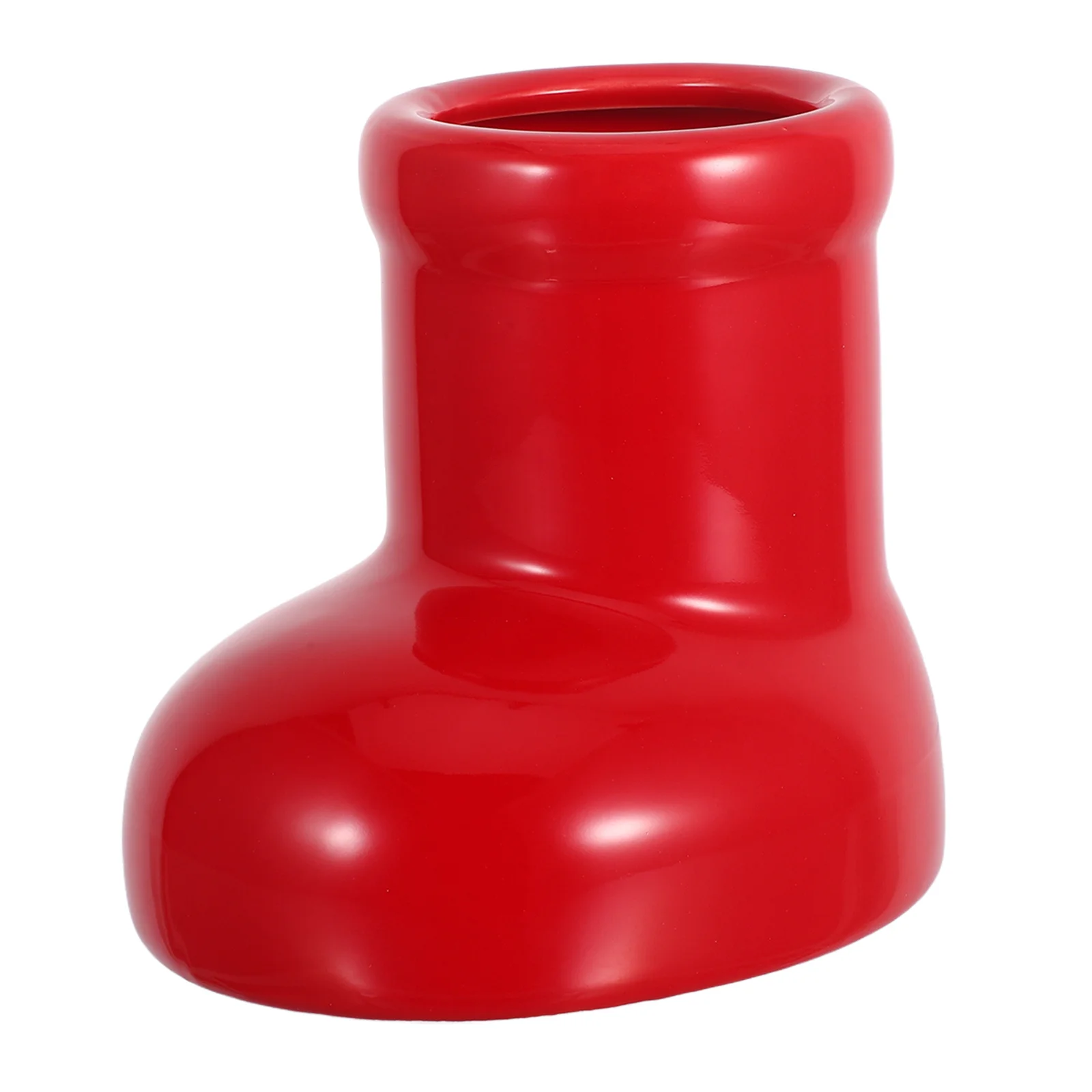

Red Ceramic Boot Vase Christmas Table Centerpiece Decorative Flower Holder Living Room Office Holiday Decor Boot Flower Vase