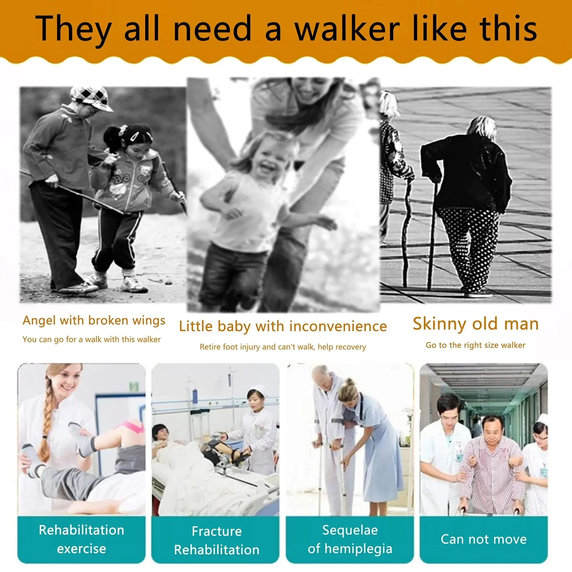 for Size S Children Walker With Universal Wheels Kids Walking Aid For Leg Training Hemiplegia Rehabilitation Cerebral Palsy