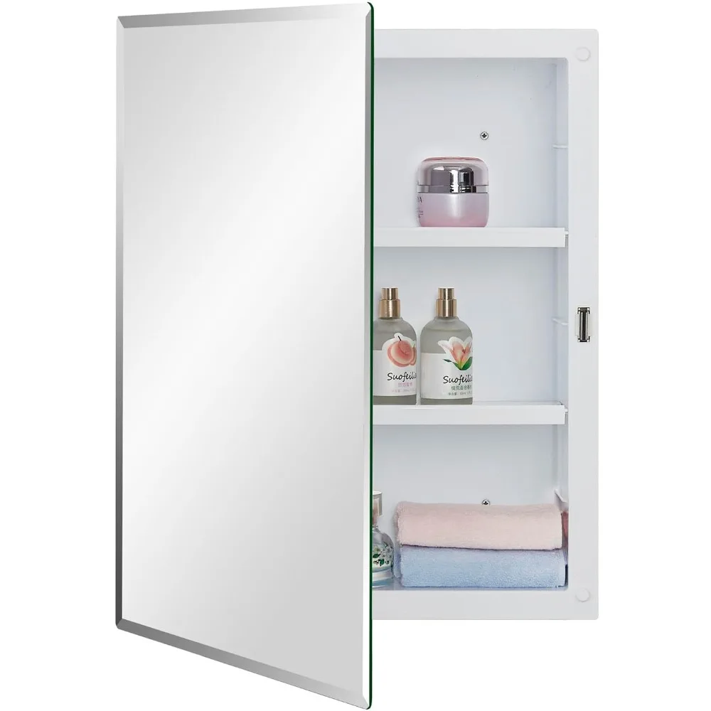 

Plastic Medicine Mirror Cabinet for Bathroom 16 x 20 inch, Surface and Recessed Mount