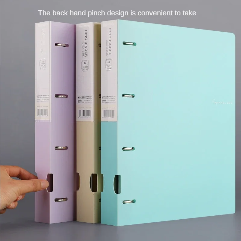 A4 Binder D-Type Punch Folder Office Storage File Ring Waterproof Test Paper Data Storage Folder 4 Hole Binder Learning Supplies