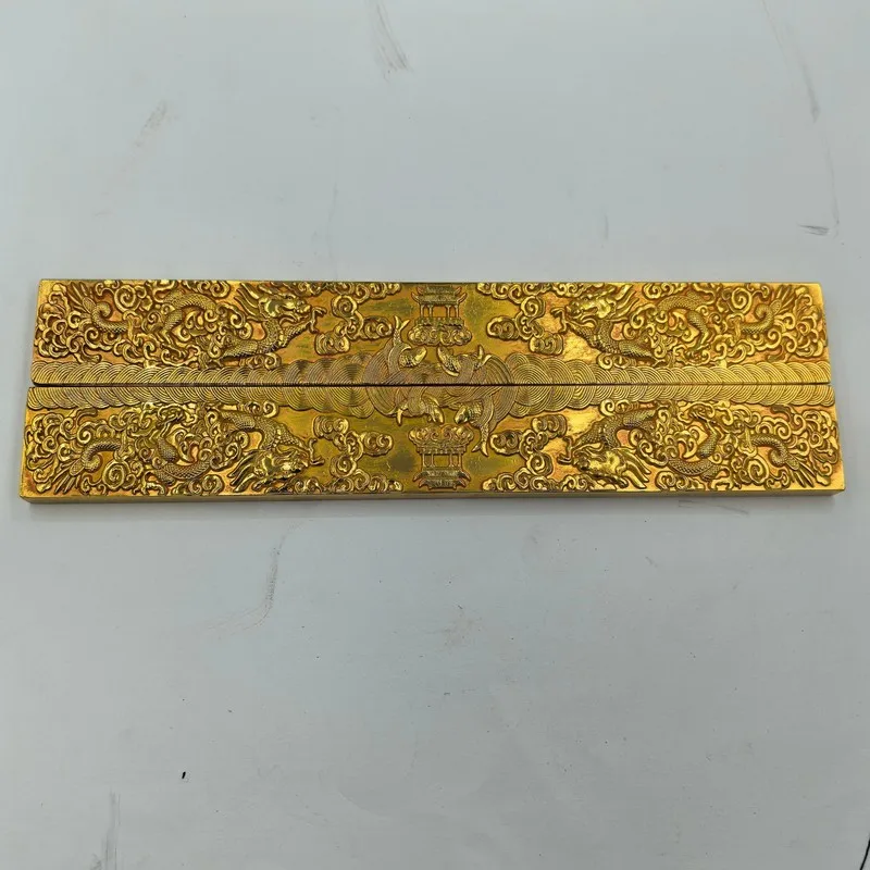 Gilded Longmen ruler solid thickened weighted calligraphy and stationery ornament