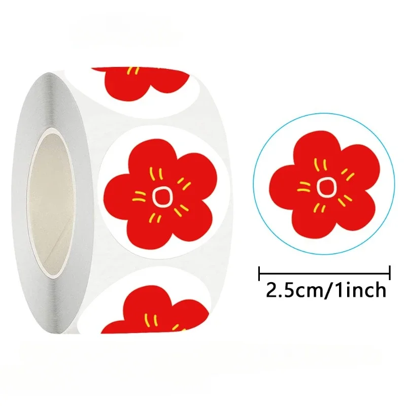 Cute Smile Face Small Red Flower Stickers School Praise Children Reward Stickers Birthday Gift Decoration Sticker