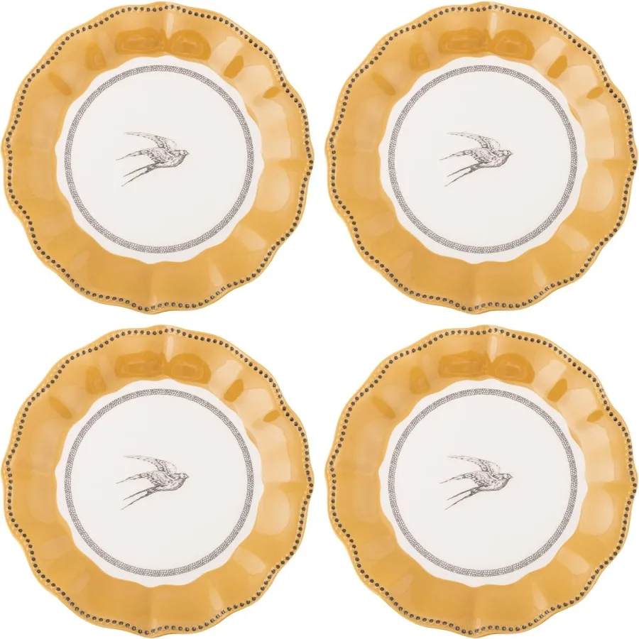 

Меламиновые тарелки для салата 8,75 дюйма, набор из 4 многоразовых тарелок, которые можно мыть в посудомоечной машине, для уличной и внутренней столовой, легкий птичий пэт