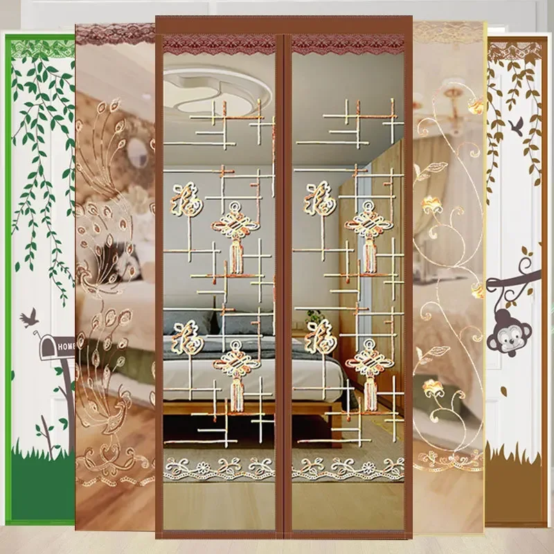 Reinforced Magnetic Screen Door Curtain Anti Mosquito Insect Fly Bug Curtains Automatic Closing Door Magnetic Mesh Insect Screen