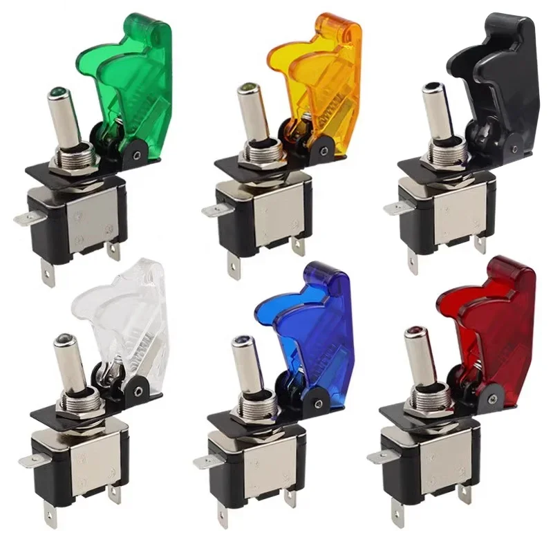 5/20/100 Sets Auto Car Boat Truck Illuminated Led Toggle Switch with Safety Aircraft Flip Up Cover Guard 12V20A RED/GREEN/YELLOW