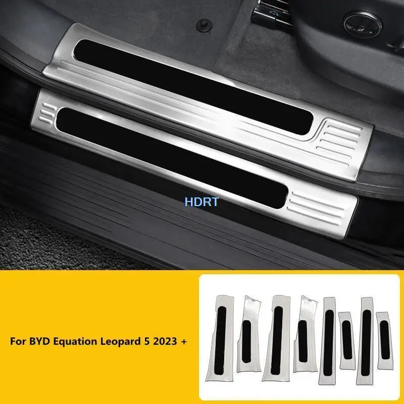 Car Styling Low Configuration Welcome Pedal Plate Cover Door Sill Trim With logo Accessories For BYD Equation Leopard 5 2023 +