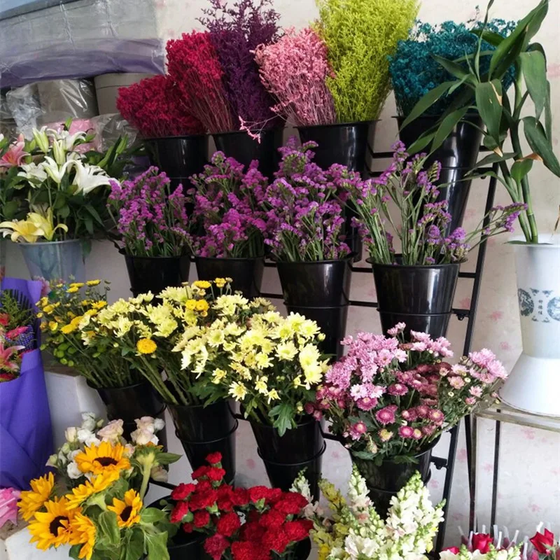 Flower shop flower display stand multi-layer ladder flower stand  pendulum with universal wheel wrought iron shelf