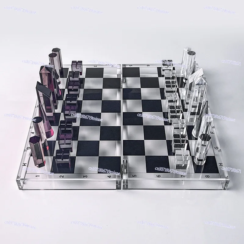 

Acrylic Chess Transparent Wear-resistant Chess Board Plexiglass Light Luxury Table Game Chess Educational Toys