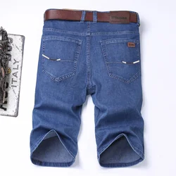 2024 Summer Men Denim Shorts New Style Thin Retro Simplicity Business Casual Straight Short Jeans Male Brand Clothing Black Blue