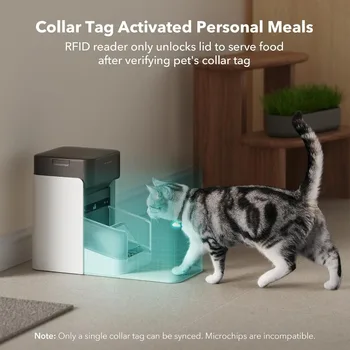 Bundle of Upgraded RFID Automatic Cat Feeder 2 Packs 5G Wi-Fi Automatic Pet Feeder 3L Auto Cat Feeder App Control with Light 3